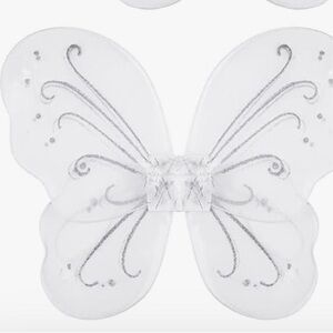 White Butterfly Wings with Silver Glitter Accent